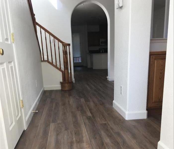 residential hallway with new flooring installed